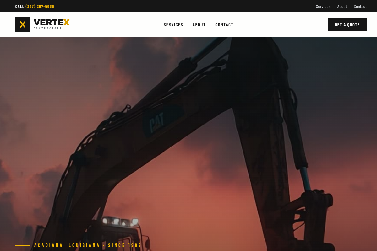 Vertex Contractors website preview